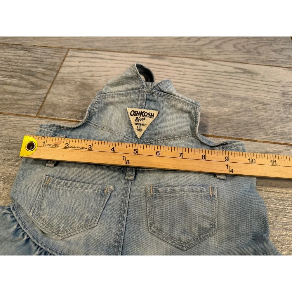 OshKosh B'gosh Baby Girls Denim Overalls Dress Ruffle Skirt 6 Months Bibs‎ Jeans